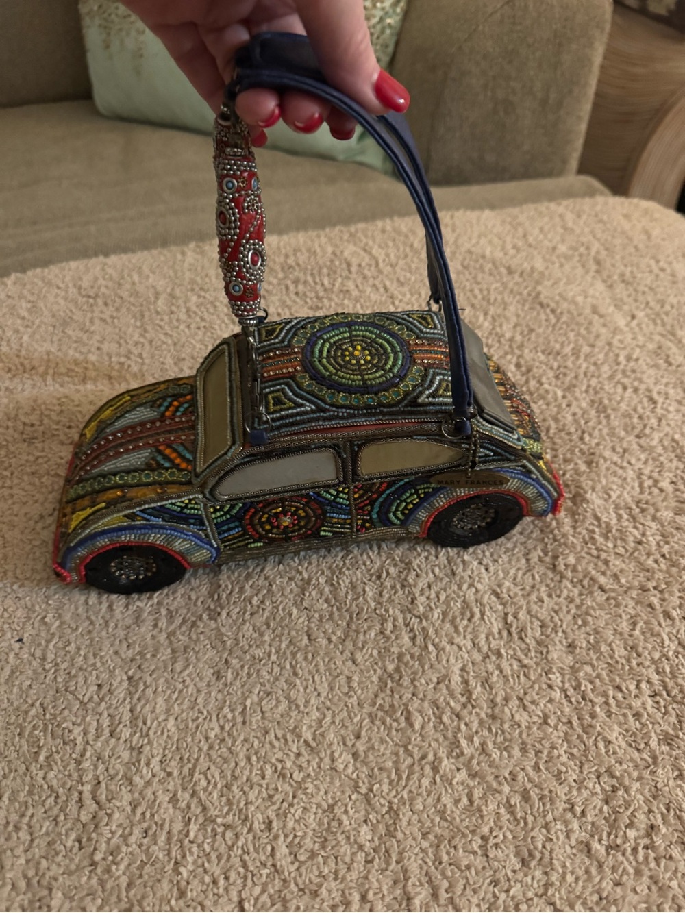 Mary Frances Car-Shaped Clutch with Navy Strap